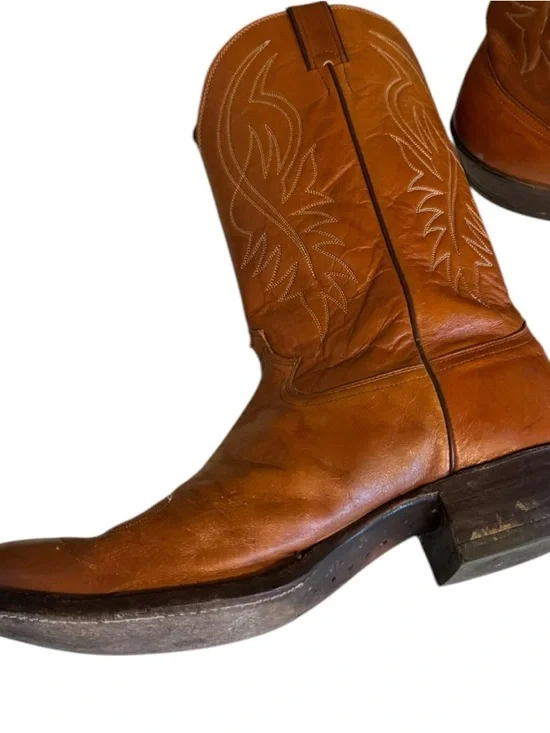 Men’s Justin Leather Cowboy Boots, Size 16D, Made in USA, Western, Vintage Tan - Picture 14 of 16